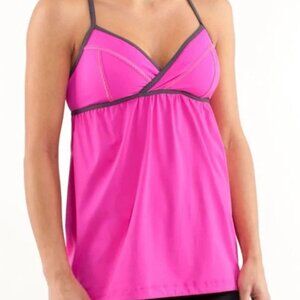 Lululemon Athletica Rehearsal Tank Top Paris Gray Pink Adjustable Straps 6